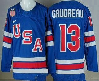 USA #13 Johnny Gudreau Blue 2026 olympics authentic jersey Stitched by Hockey David