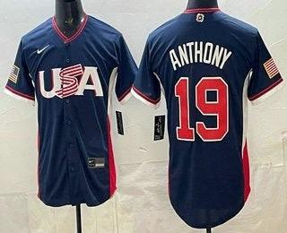 USA #19 Roman Anthony Navy 2026 World Baseball Classic Cool Base Jersey by My Store