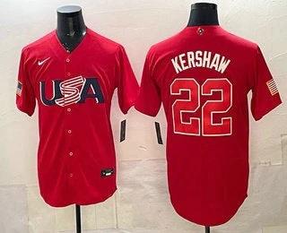 USA #22 Clayton Kershaw Red 2026 World Baseball Classic Cool Base Jersey by My Store