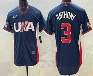 USA #3 Roman Anthony Navy 2026 World Baseball Classic Cool Base Jersey by My Store