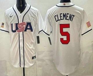USA #5 Ernie Clement White 2026 World Baseball Classic Cool Base Jersey by My Store