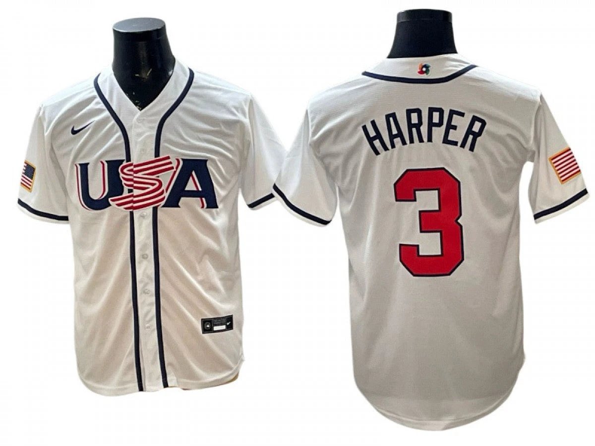 USA Baseball #3 Bryce Harper 2026 World Baseball Jersey by My Store