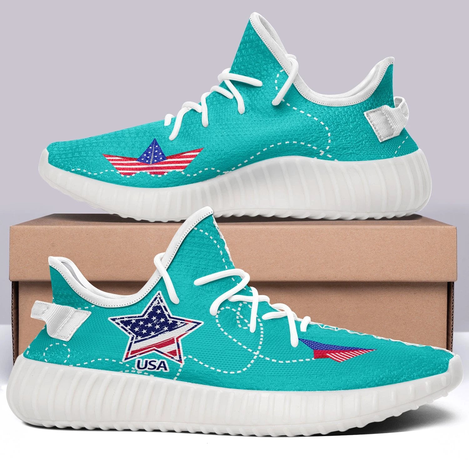 USA Flag V14 350v Yeezy Sneakers For Men Women Fans by Crocs