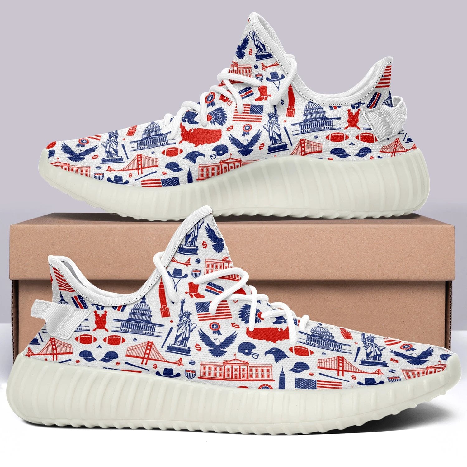 USA Flag V3 350v Yeezy Sneakers For Men Women Fans by Crocs