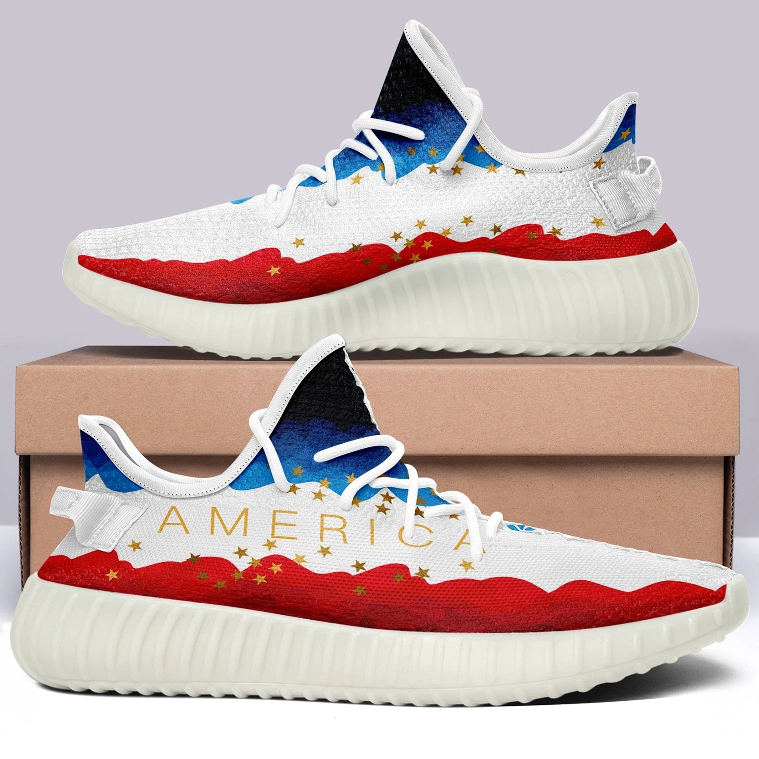 USA Flag V3 350v Yeezy Sneakers For Men Women Fans by Crocs
