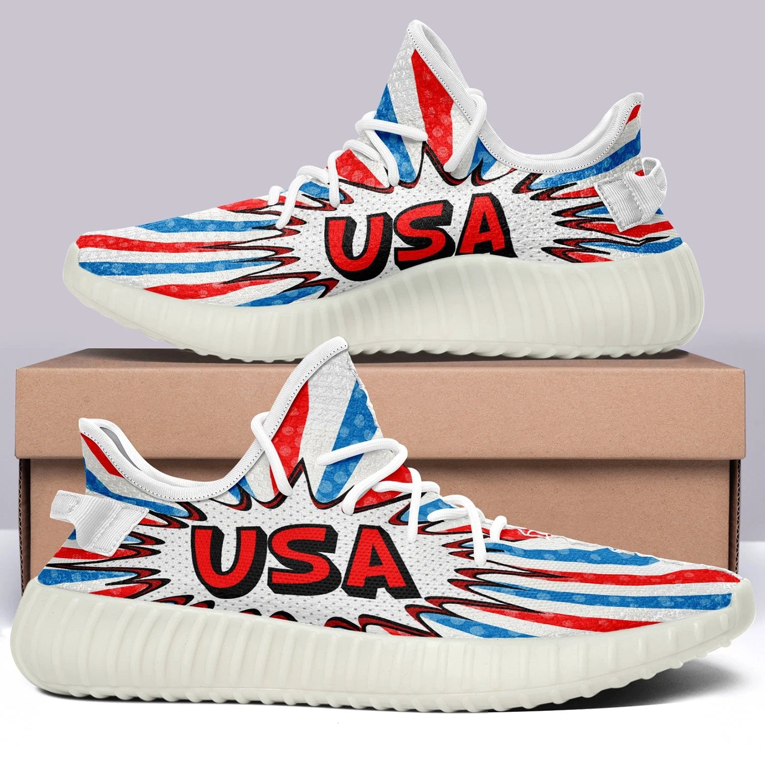 USA Flag V3 350v Yeezy Sneakers For Men Women Fans by Crocs