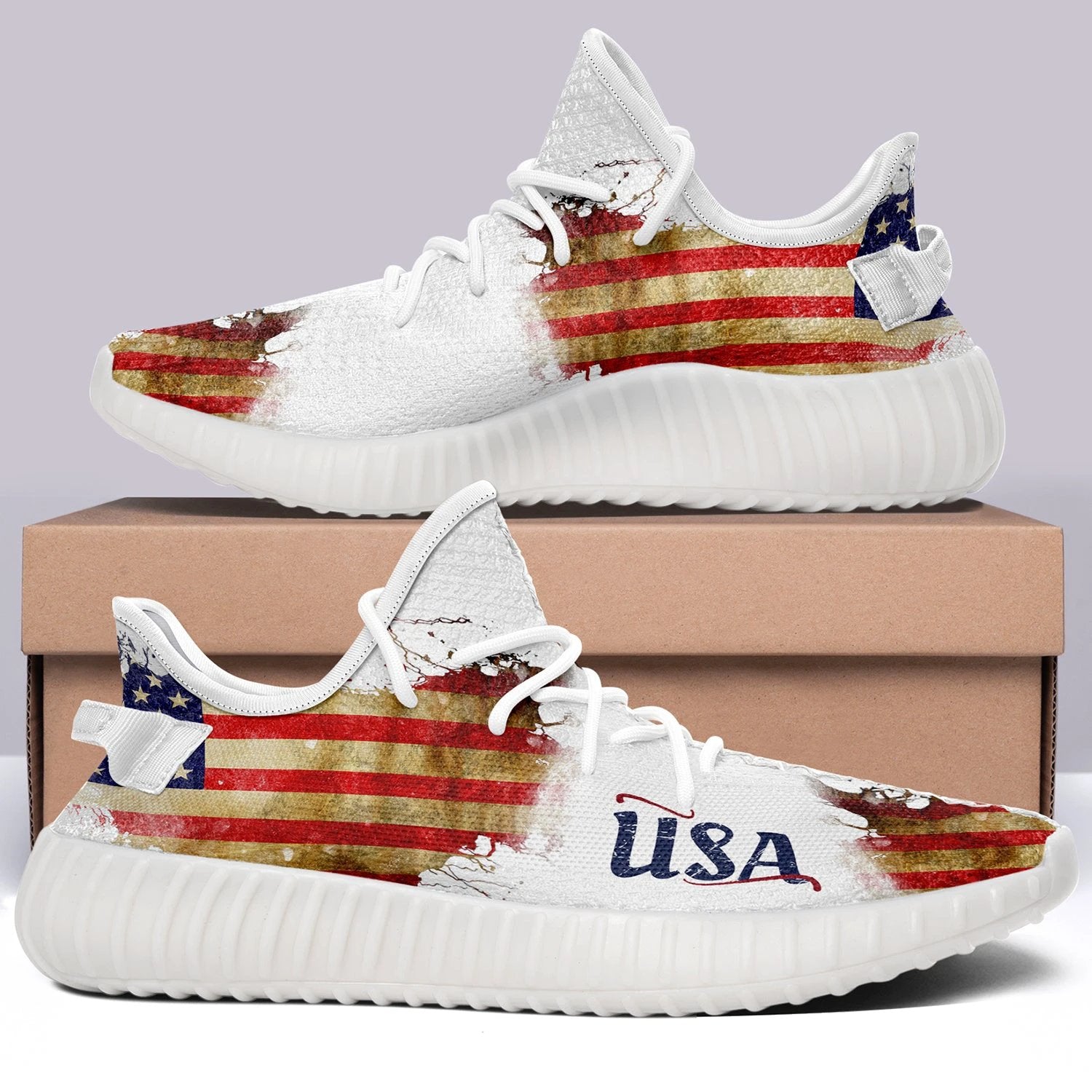 USA Flag V2 350v Yeezy Sneakers For Men Women Fans by Crocs