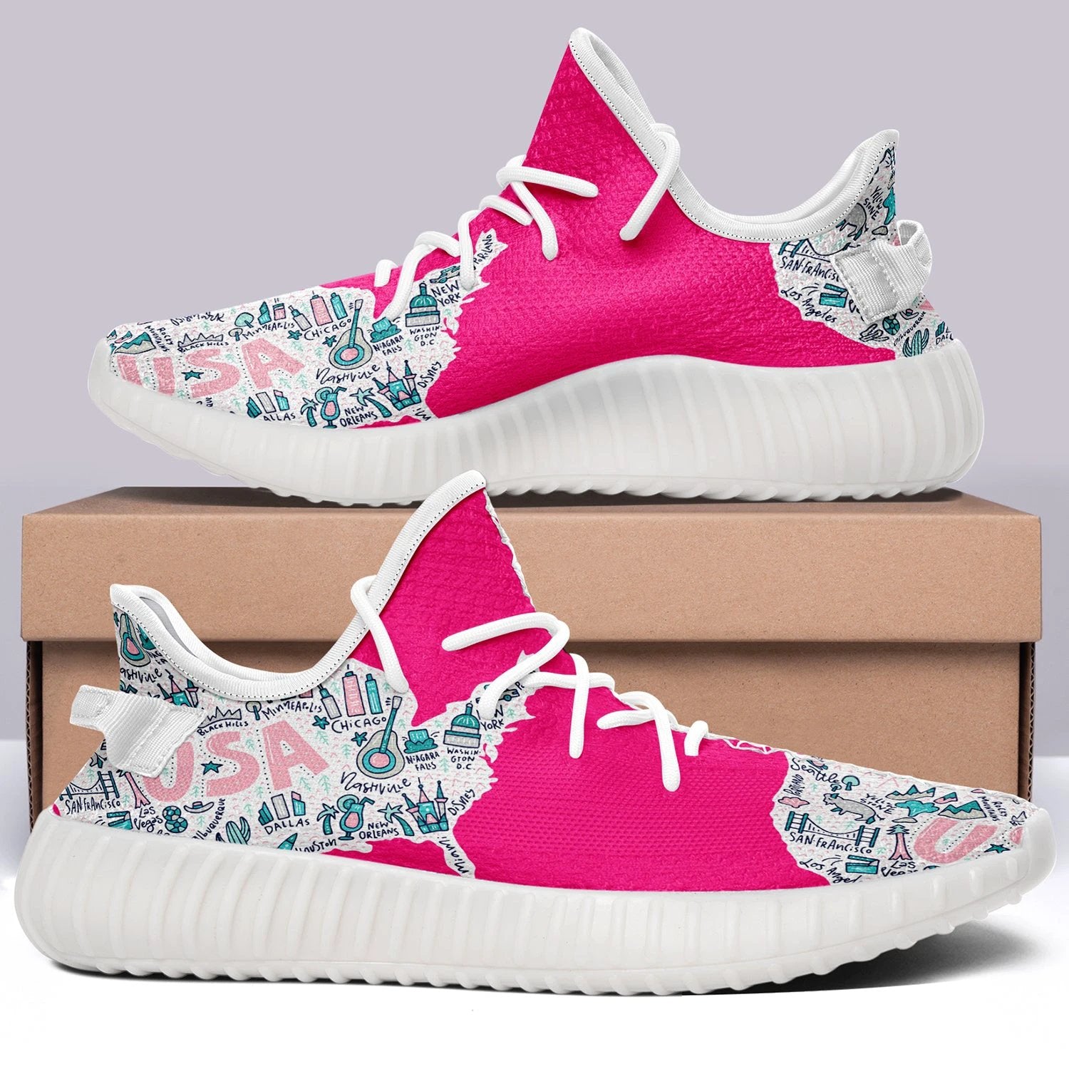 USA Flag V2 350v Yeezy Sneakers For Men Women Fans by Crocs