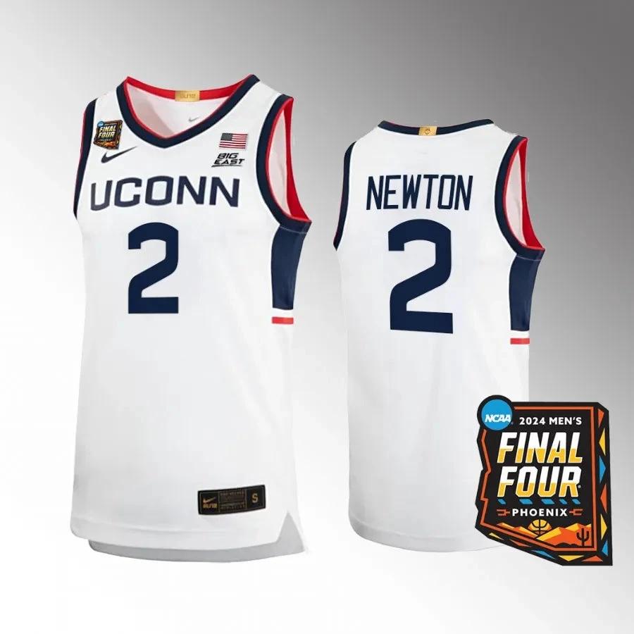 UConn Huskies #2 Tristen Newton Jersey 2024 NCAA March Madness Final Four White by My store basketball
