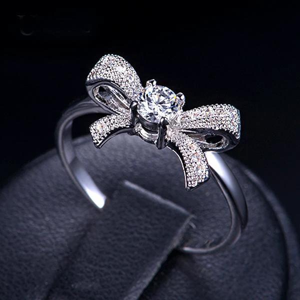 Swiss Crystal Bow Ring by Bowlift