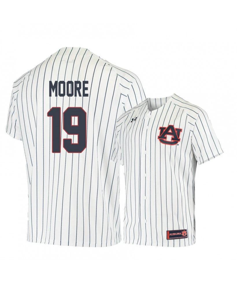Under Armour Auburn Tigers 19 Brody Moore White Blue Baseball Jersey by My Store