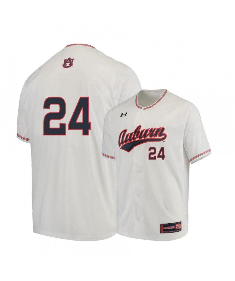 Under Armour Auburn Tigers 24 Conor Davis White Baseball Jersey by My Store
