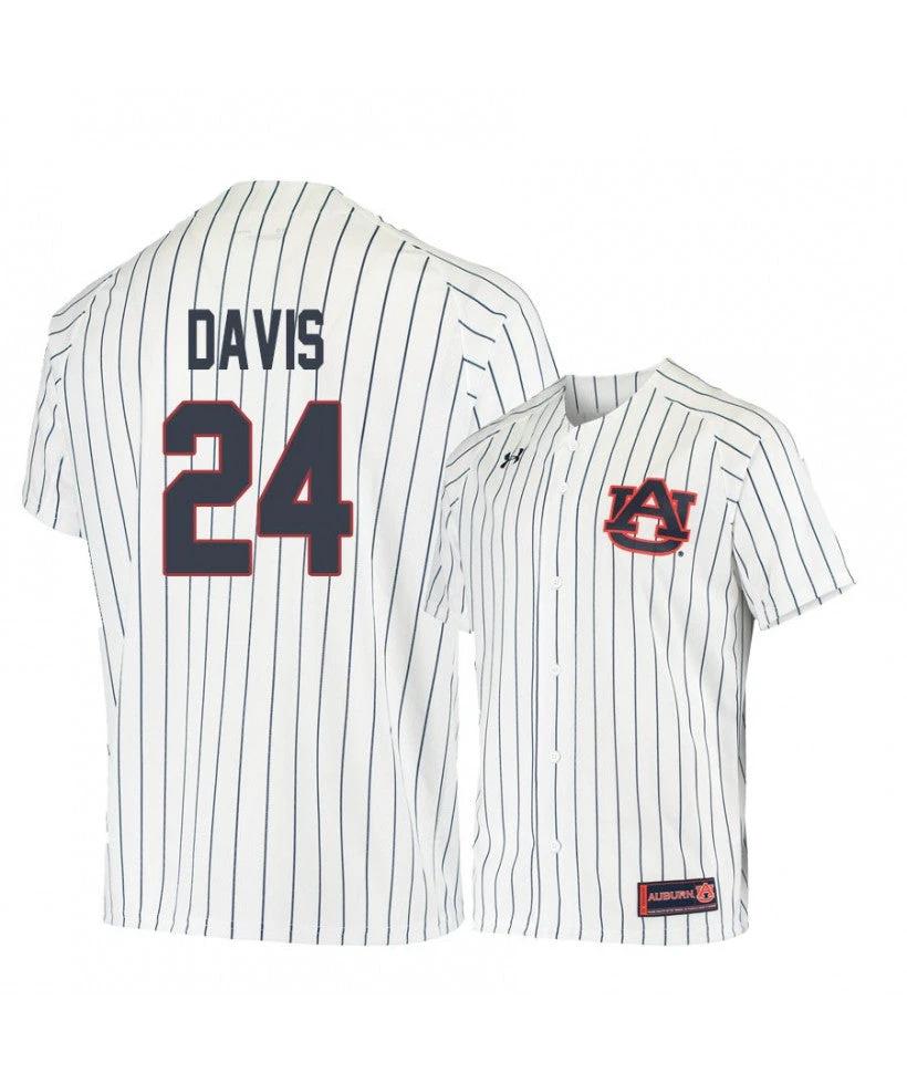 Under Armour Auburn Tigers 24 Conor Davis White Blue Baseball Jersey by My Store