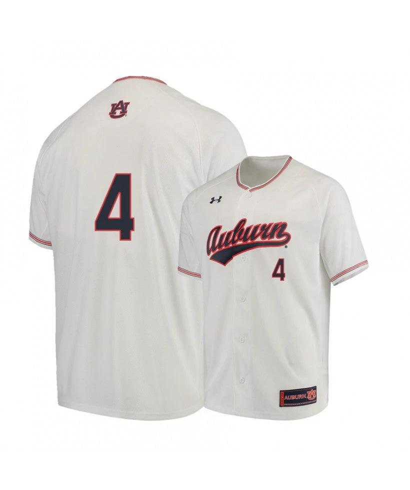 Under Armour Auburn Tigers 4 Rankin Woley White Baseball Jersey by My Store