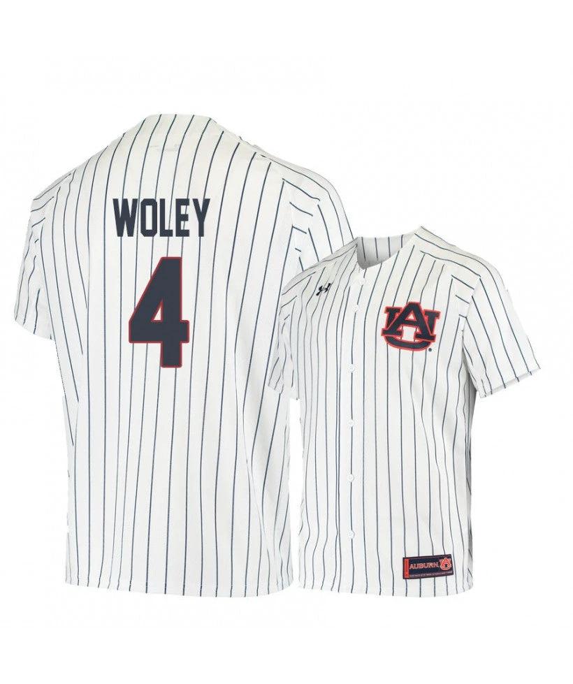 Under Armour Auburn Tigers 4 Rankin Woley White Blue Baseball Jersey by My Store