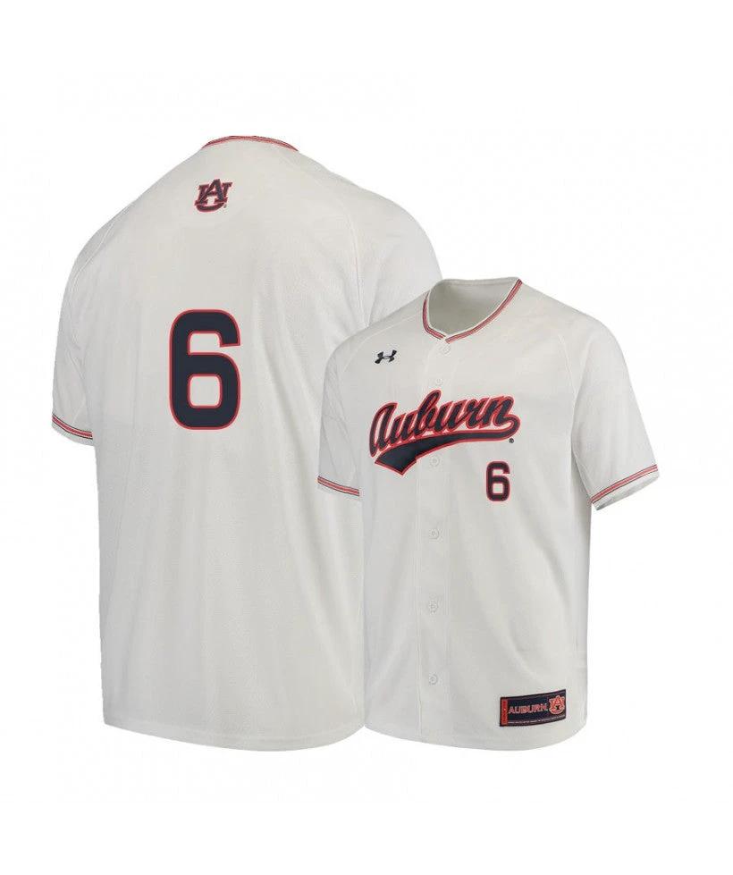 Under Armour Auburn Tigers 6 Matt Scheffler White Baseball Jersey by My Store