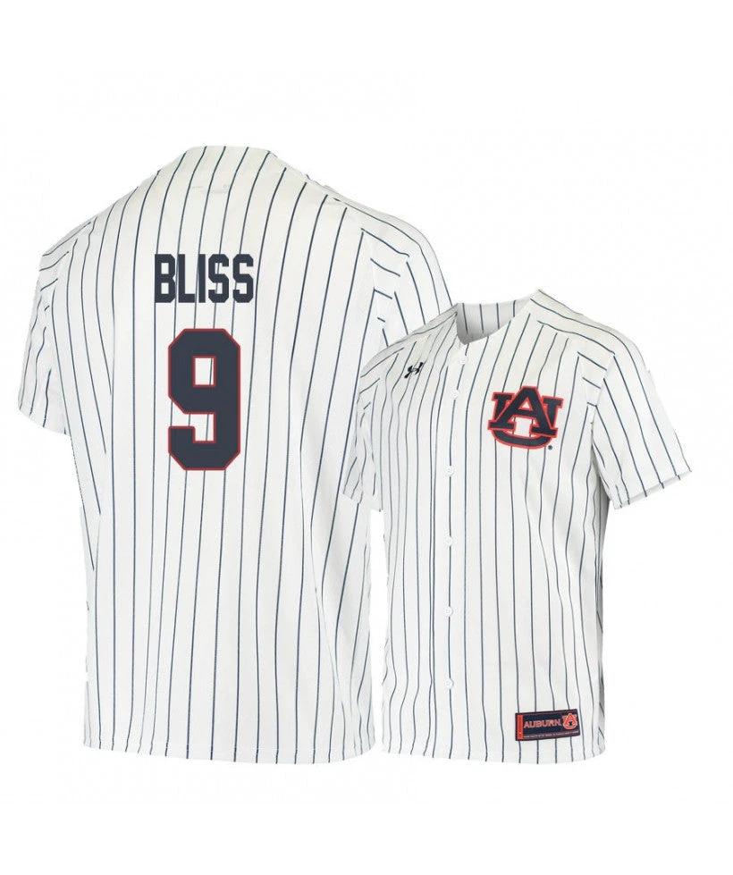 Under Armour Auburn Tigers 9 Ryan Bliss White Blue Baseball Jersey by My Store