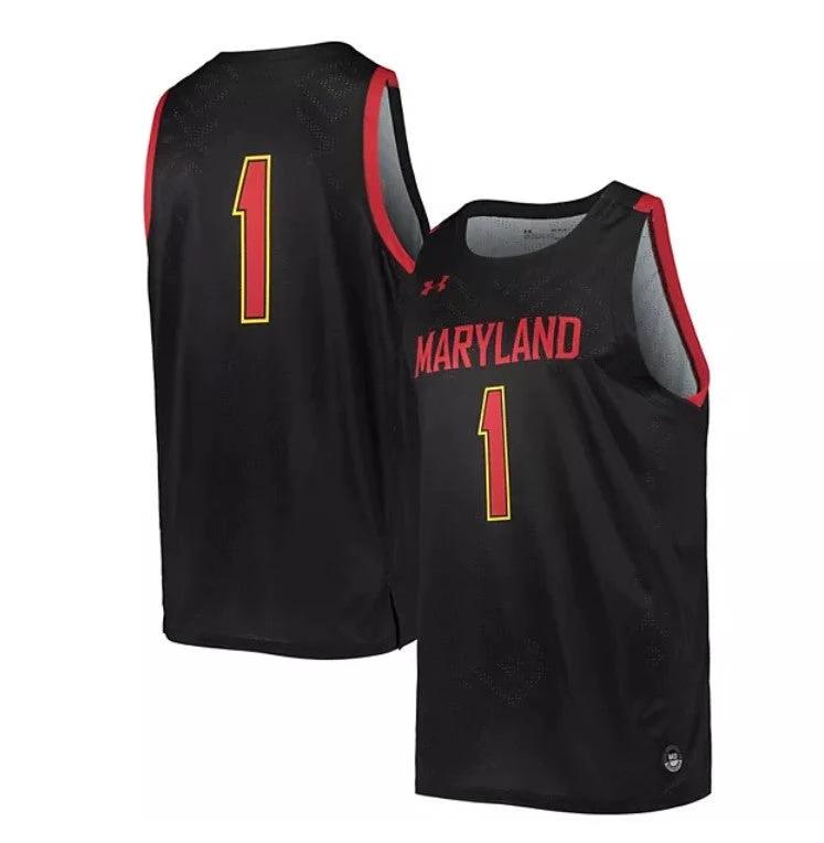 Under Armour #1 Black Maryland Terrapins Jersey College Replica Basketball Jerseys by My store basketball