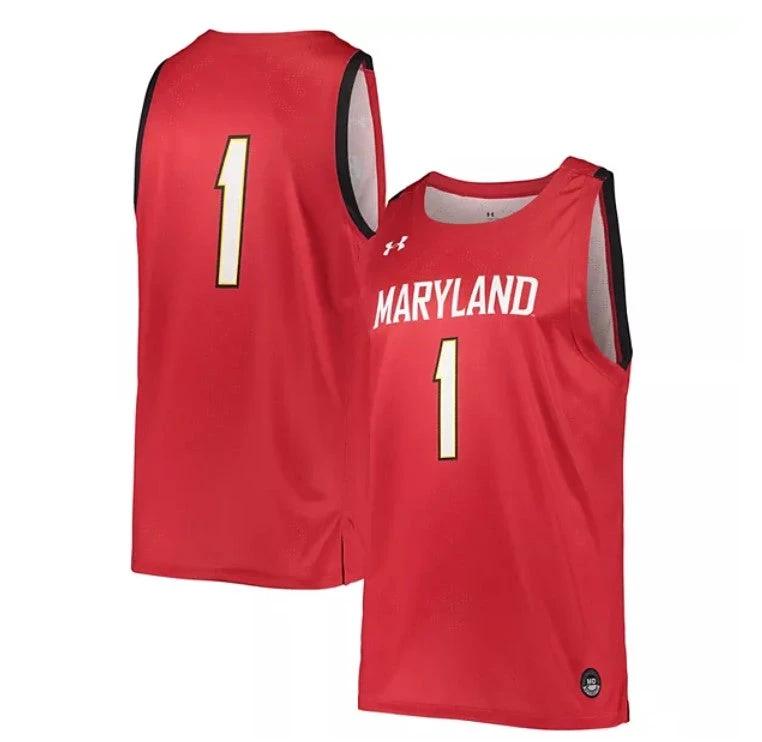 Under Armour #1 Red Maryland Terrapins Jersey College Replica Basketball Jerseys by My store basketball