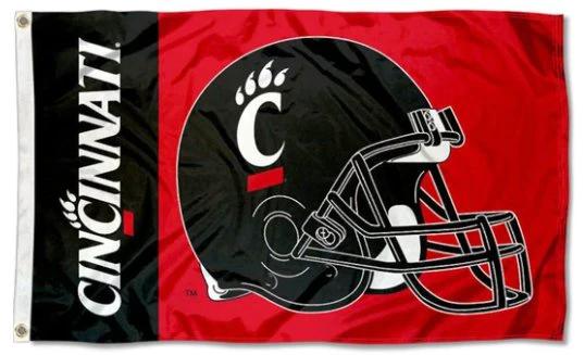 University of Cincinnati Bearcats Helmet Flag 3X5ft Banner USA Polyester with 2 Brass Grommets by flagsjustdoit