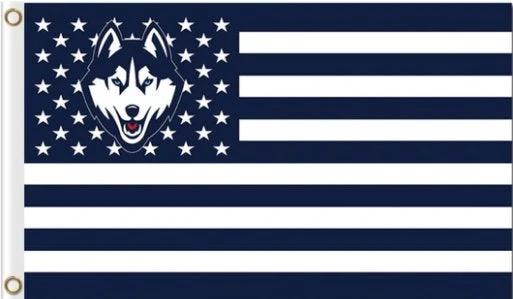 University of Connecticut Huskies Flag 3X5 Banner USA Polyester with 2 Brass Grommets by flagsjustdoit