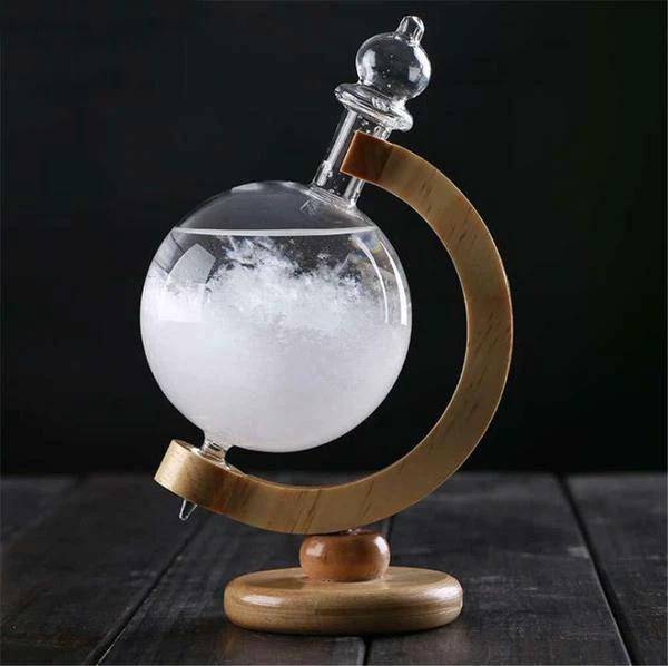 Storm Glass Weather Predicting Forecast Bottle Crystal Desktop Barometer with Wooden Base by BowLift