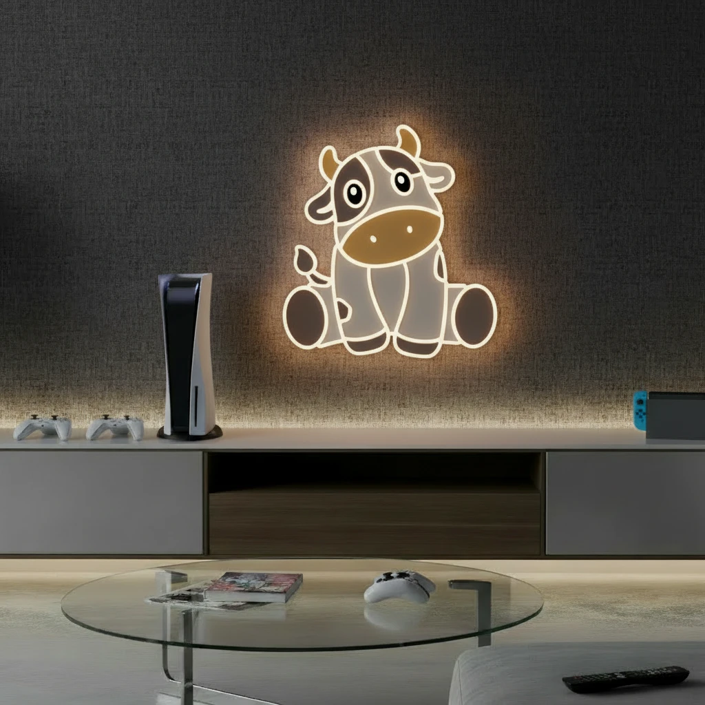 Cute Cow Light Sign Kids Room Decor Sign by Neonchics