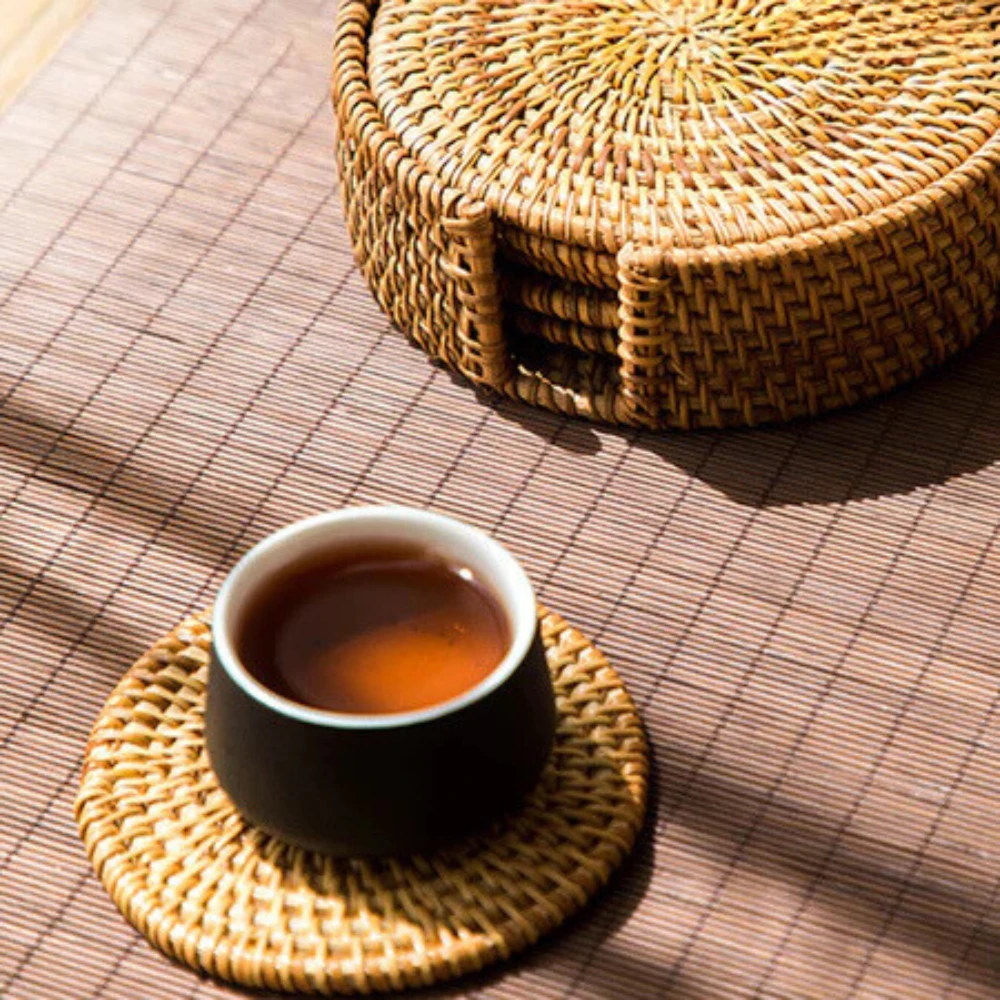 Handmade Rattan Coaster | 6pcs Set by Casa & Beyond