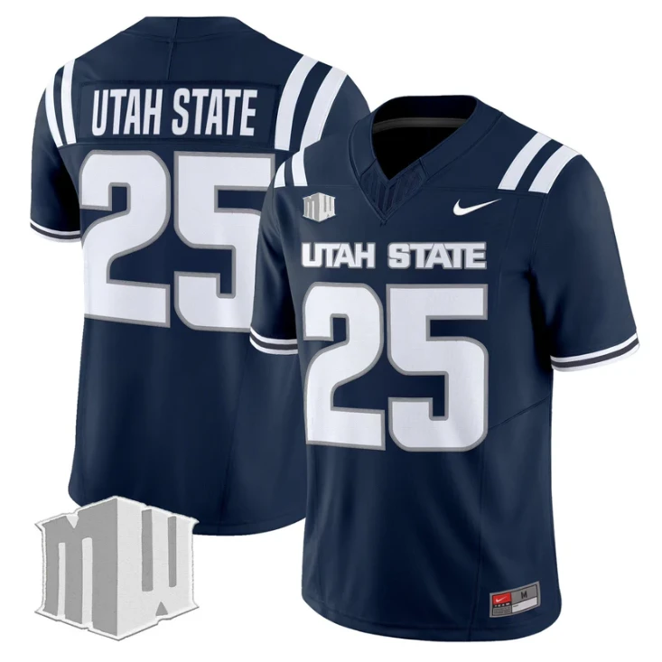 Utah State Jersey #25 Utah State Aggies 2025 Vapor Limited Stitched Navy by My Store NCAA Football Jerseys