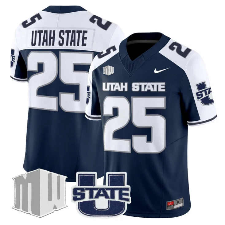 Utah State Jersey #25 Utah State Aggies 2025 Vapor Limited Stitched Navy Alter by My Store NCAA Football Jerseys