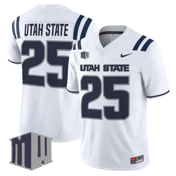Utah State Jersey #25 Utah State Aggies 2025 Vapor Limited Stitched White by My Store NCAA Football Jerseys