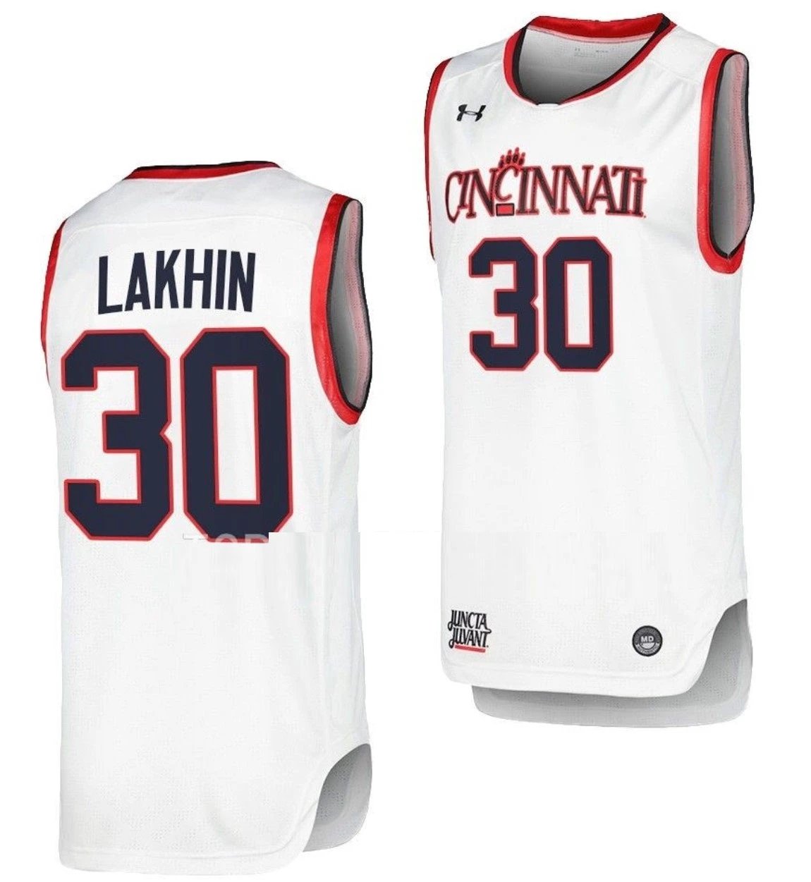 Viktor Lakhin Jersey Cincinnati Bearcats College Basketball Replica White #30 by My store basketball
