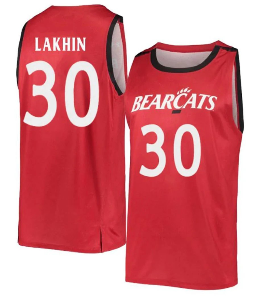 Viktor Lakhin Jersey Cincinnati Bearcats College Basketball Red #30 by My store basketball
