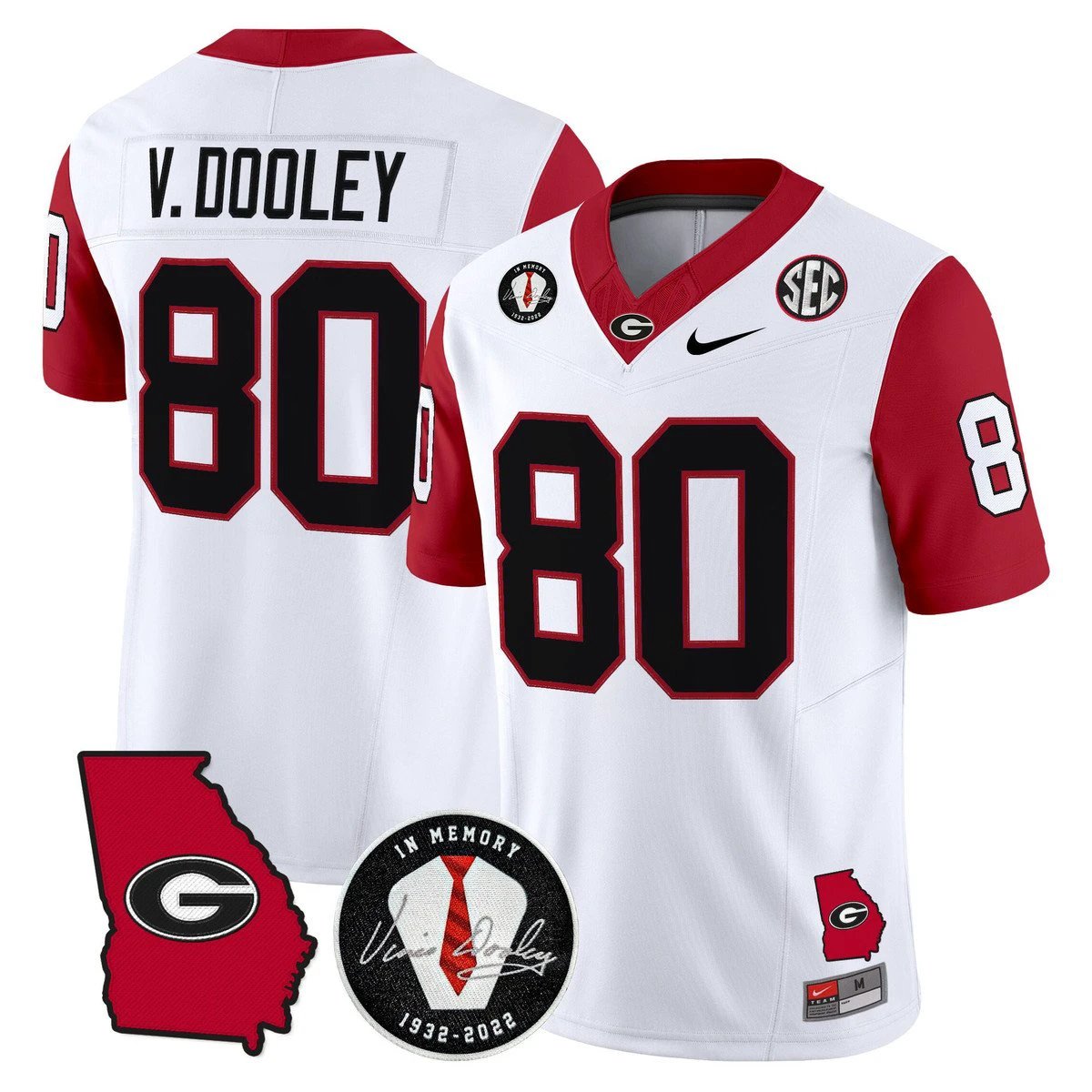 Vince Dooley Jersey #80 Georgia Bulldogs 2025 Limited Stitched White by My Store NCAA Football Jerseys
