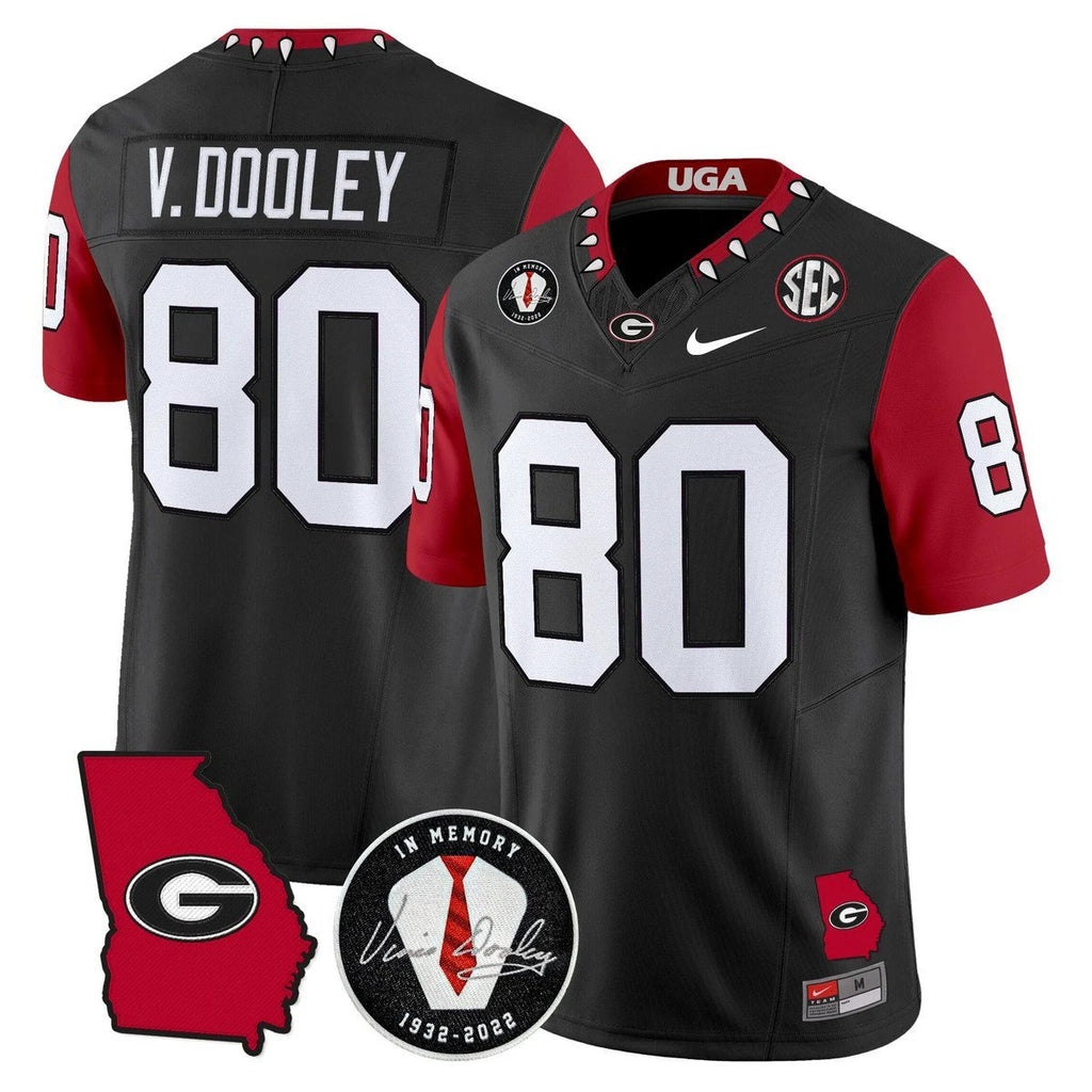 Vince Dooley Jersey #80 Georgia Bulldogs 2025 Limited Stitched Black by My Store NCAA Football Jerseys
