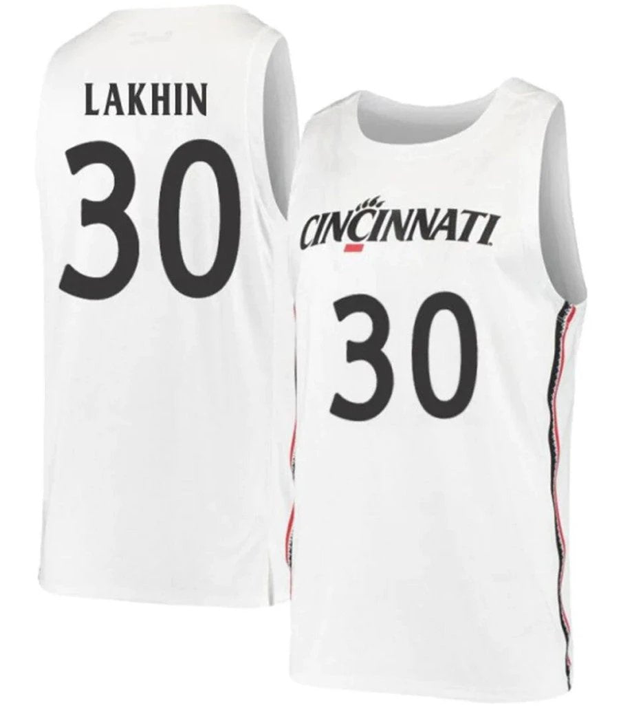 Viktor Lakhin Jersey Cincinnati Bearcats College Basketball White #30 by My store basketball