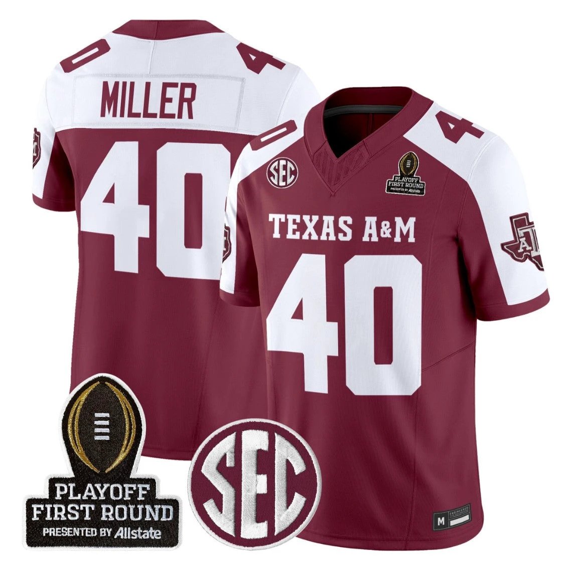 Von Miller Jersey #40 Texas A&M Aggies 2025 Playoff First Round Stitched by My Store NCAA Football Jerseys
