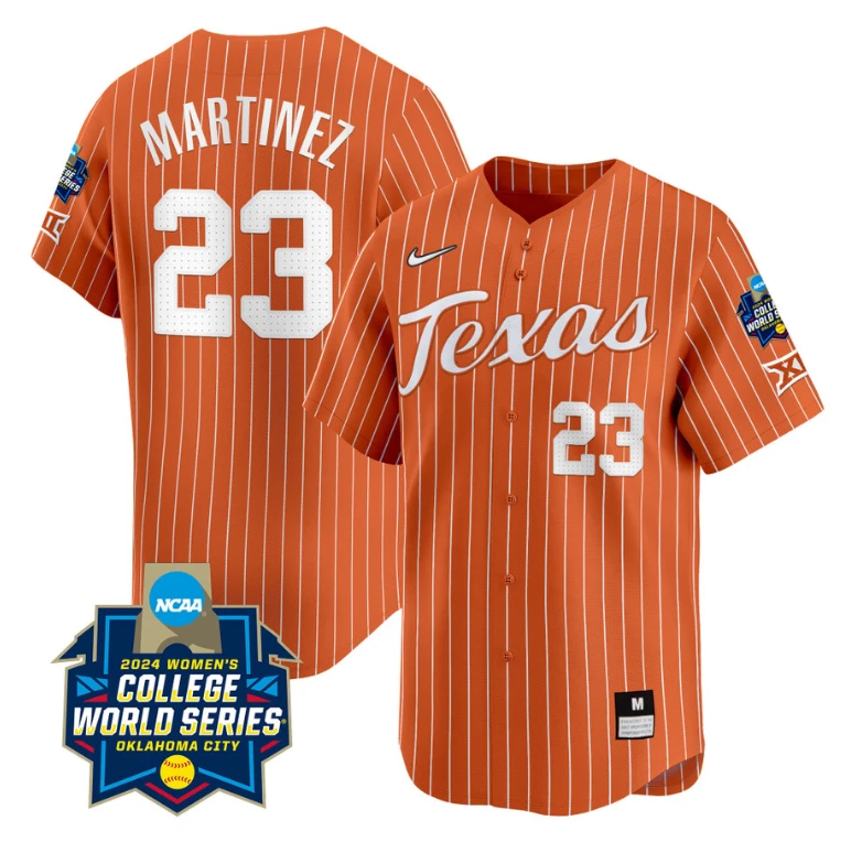 Viviana Martinez Jersey #23 Texas AM Aggies 2024 College World Series Patch Vapor Premier Limited NCAA Baseball Stitched Pinstripe Orange by My Store