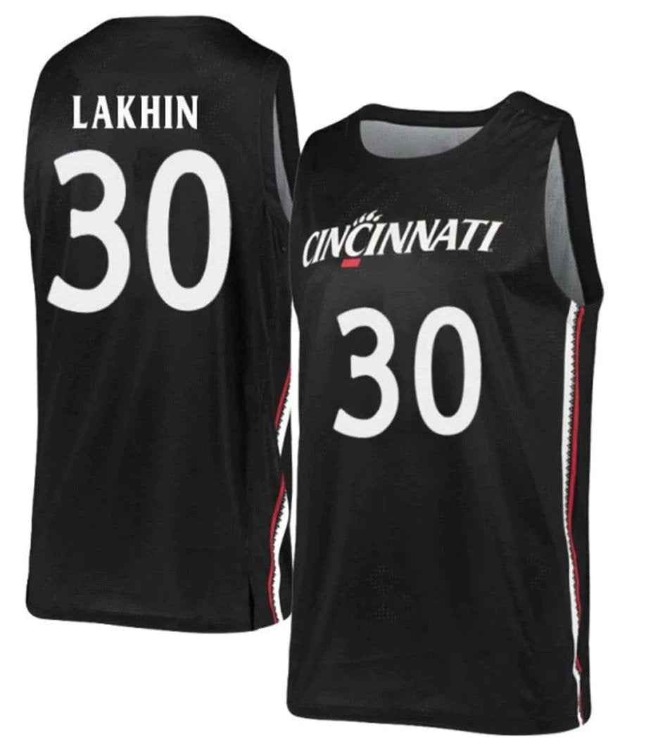 Viktor Lakhin Jersey Cincinnati Bearcats College Basketball Black #30 by My store basketball