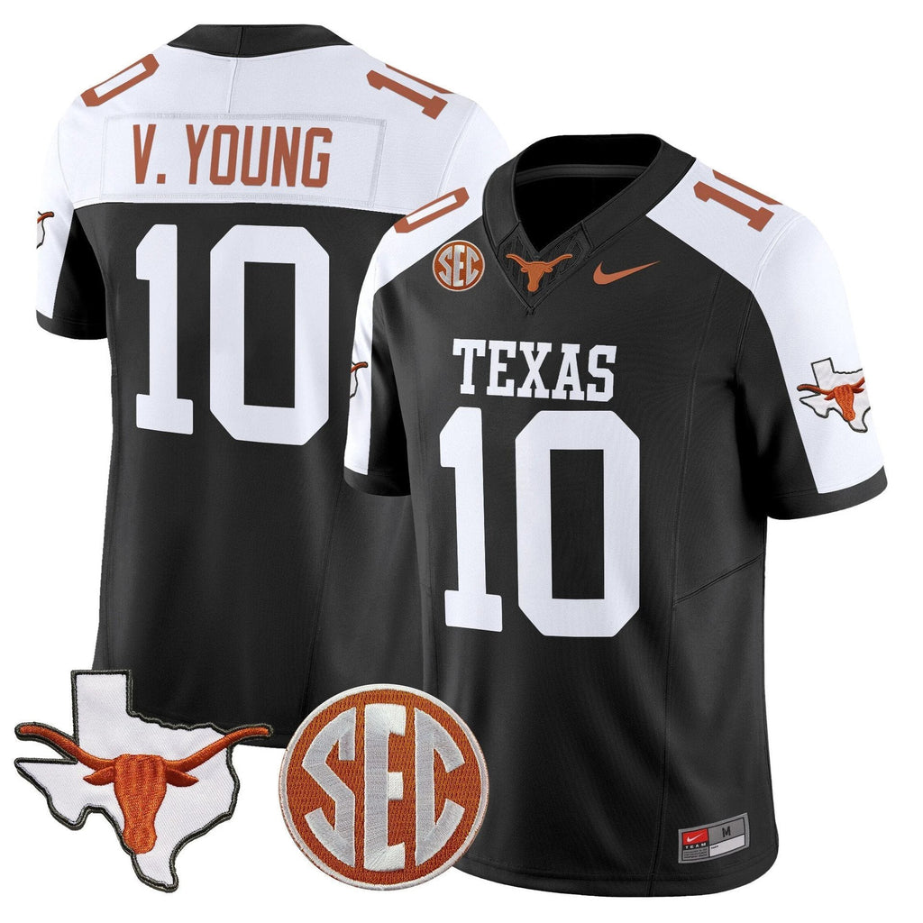 Vince Young Jersey #10 Texas Longhorns 2025 State Map SEC Patch Black Alter by My Store