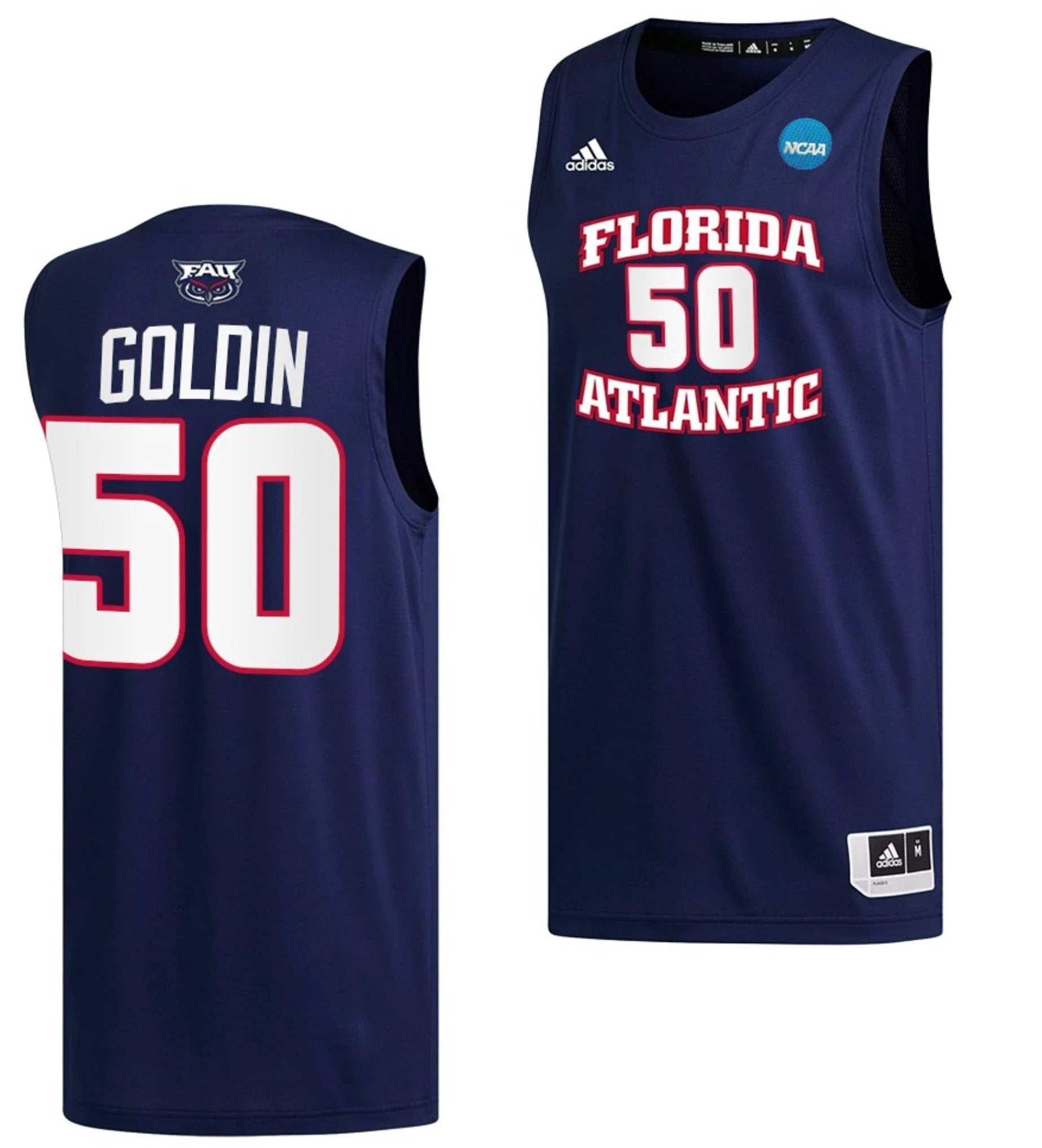 Vladislav Goldin Jersey FAU Owls College Basketball 2023 NCAA March Madness Navy #50 by My store basketball