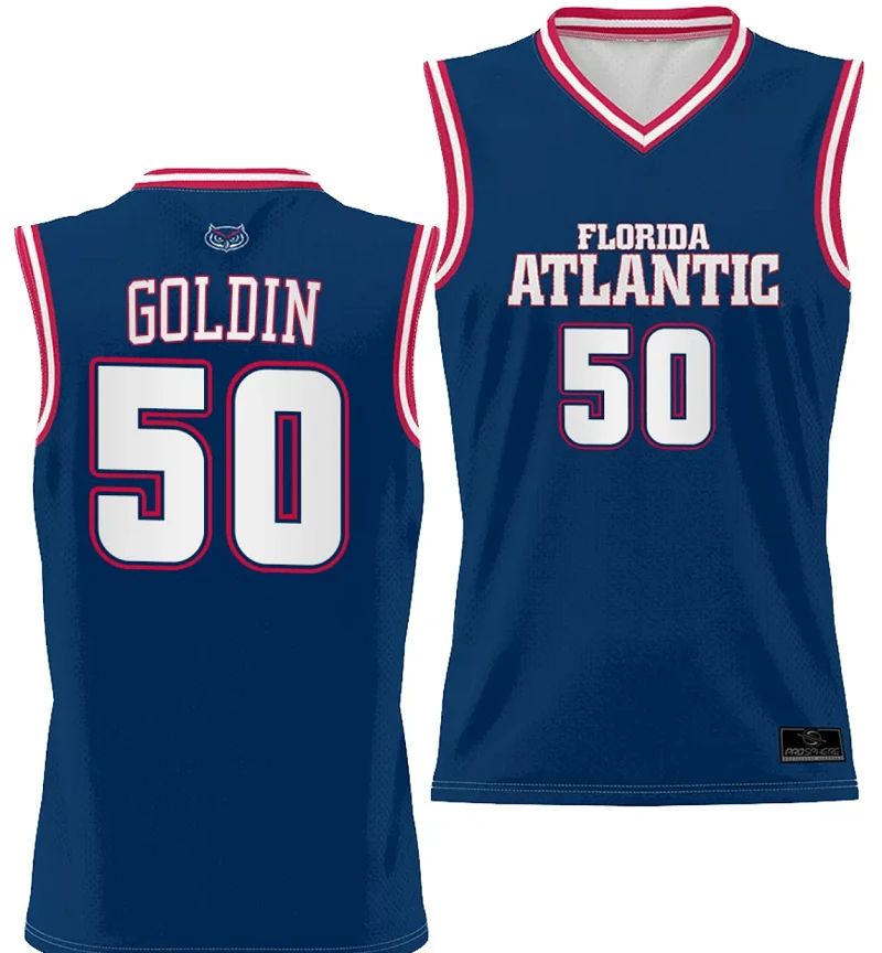 Vladislav Goldin Jersey #50 FAU Owls Full Sublimated Alternate Basketball Navy by My store basketball