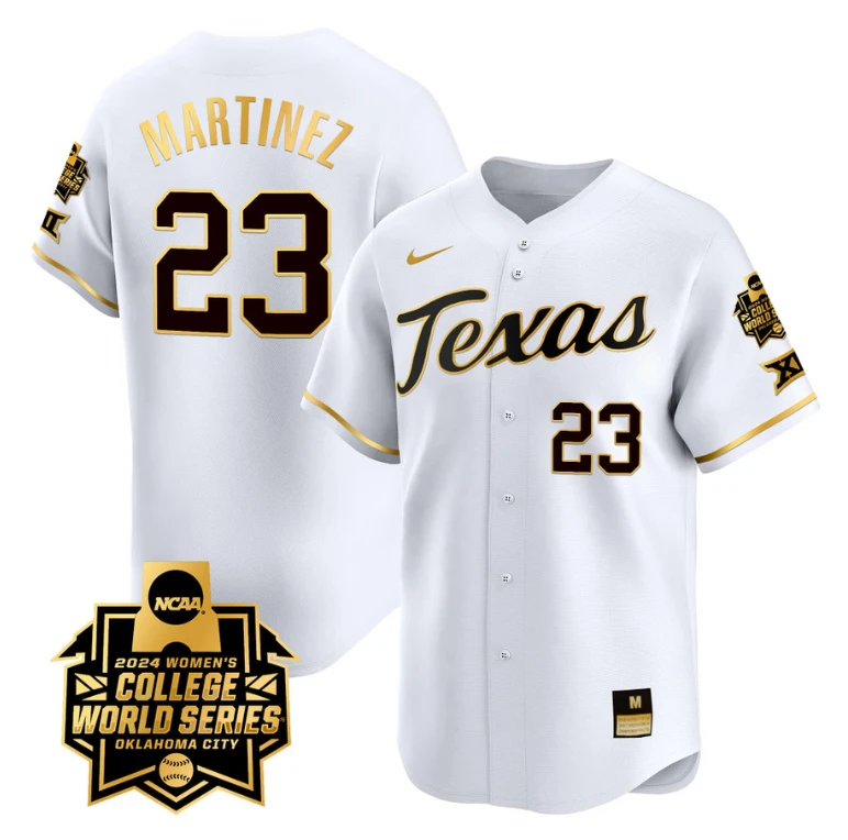Viviana Martinez Jersey #23 Texas AM Aggies 2024 College World Series Patch Vapor Premier Limited NCAA Baseball Stitched White Gold by My Store