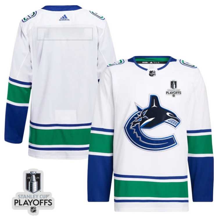 Vancouver Canucks 2024 NHL Playoffs Patch Away Jersey - Men, White by Hockey David