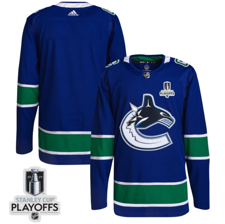 Vancouver Canucks 2024 NHL Playoffs Patch Home Jersey - Men, Blue by Hockey David