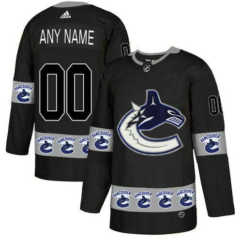 Vancouver Canucks Custom Black Team Logos Fashion Jersey by Hockey David