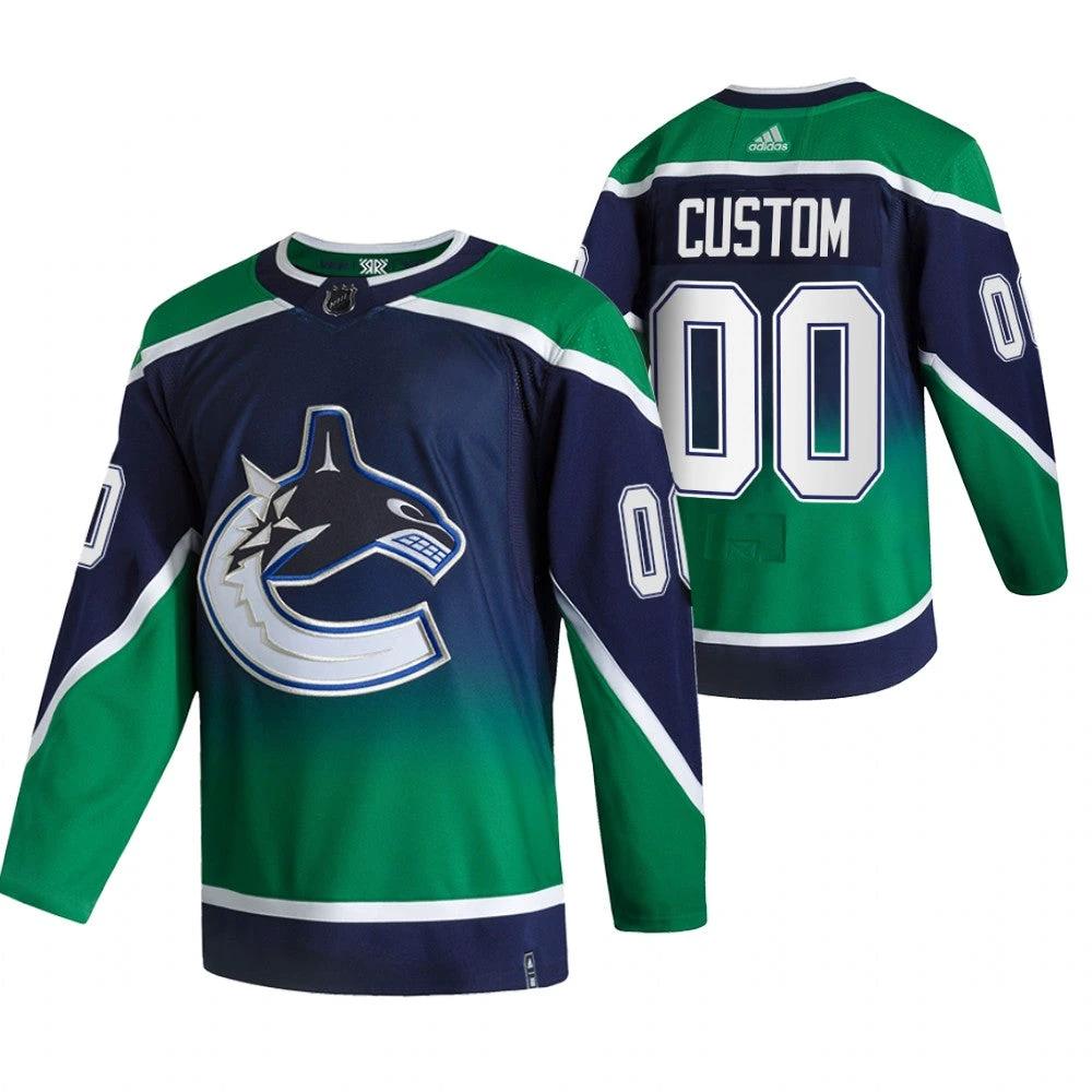 Vancouver Canucks Custom Green 2020-21 Reverse Retro Alternate NHL Jersey by Hockey David