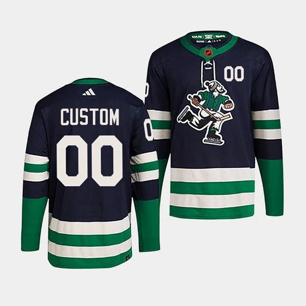 Vancouver Canucks Custom Navy 2022 Reverse Retro Stitched Jersey by Hockey David
