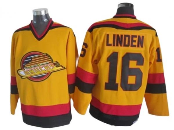 Vancouver Canucks #16 Trevor Linden 1989 Vintage CCM Jersey -Yellow by Hockey David