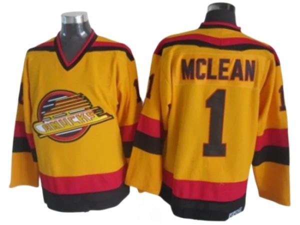 Vancouver Canucks #1 Kirk McLean 1989 Vintage CCM Jersey - Yellow by Hockey David